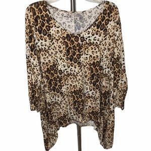 Simply Emma Animal Print Scoopneck Blouse